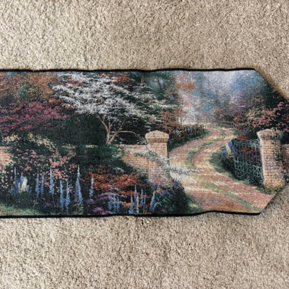 THOMAS KINCADE 69" RUNNER. QUALITY FABRIC. BEAUTIFUL SCENE. - Picture 4 of 5
